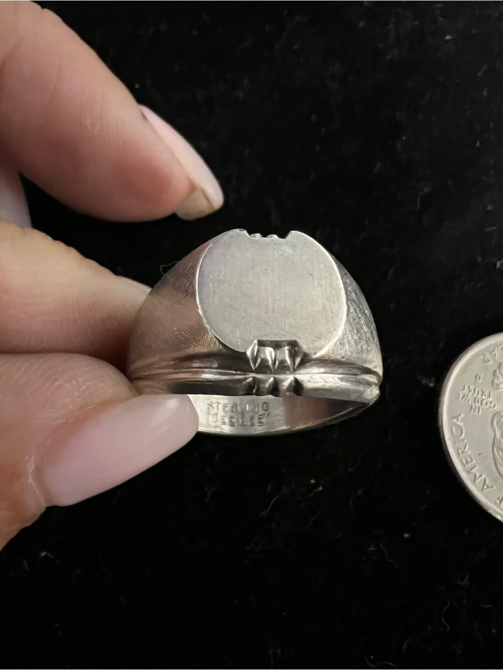 925 Sterling Silver Men's Signet Ring - signed solid HEAVY